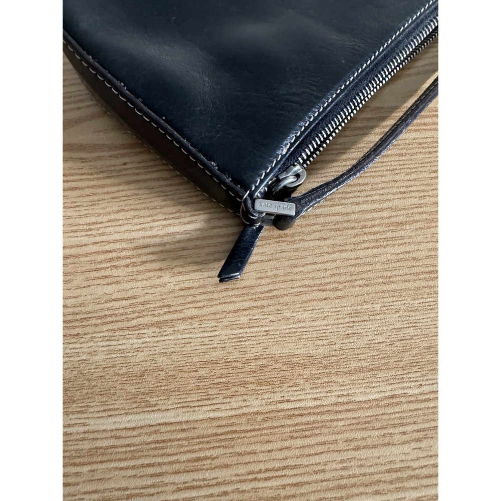 1990s Kate Spade New York Black‎  Leather Baguette Made in Italy - Picture 4 of 10